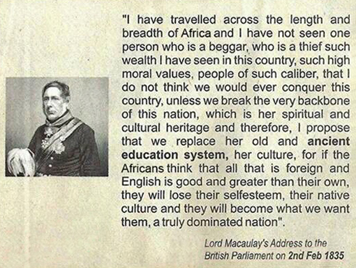 Lord Macaulay's Address to th British Parliament