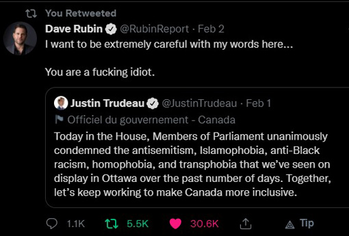 Herr Rubin und der Idiot Trudeau