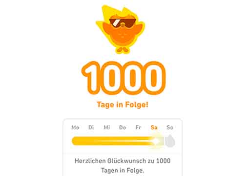 Duolingo. Überrascht über das eigenen Durchhaltevermögen Wow
